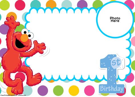 Free Sesame Street 1st Birthday Invitation Template | Drevio Invitations Design Elmo Invitations, Elmo Birthday Invitations, Elmo First Birthday, Sesame Street Birthday Invitations, Sesame Street Invitations, Birthday Banner Template, 1st Birthday Invitation Template, Elmo Birthday Party, Sesame Street Birthday Party