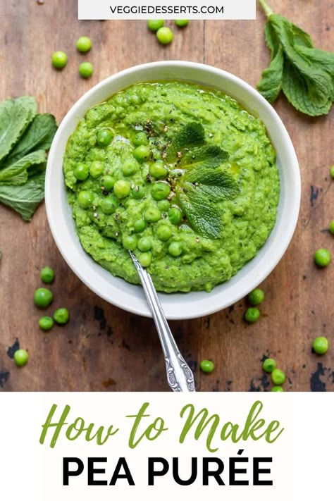 Bowl of pureed peas. Sides For Lamb, What To Serve With Lamb, Zax Sauce, Pea Puree, Best Sides, Baby Puree Recipes, Pea Recipes, Pureed Food Recipes, Lamb Chops