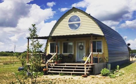 If it's your dream to build your own home but you're also ready to downsize, here's the perfect solution. Arched Cabins, a family-owned company based out of Cyprus, Texas, ships tiny house kits... Arched Cabins, Small Lake Houses, Quonset Homes, Quonset Hut Homes, Tiny House Kits, Arched Cabin, Quonset Hut, Best Tiny House, Cabin Kits