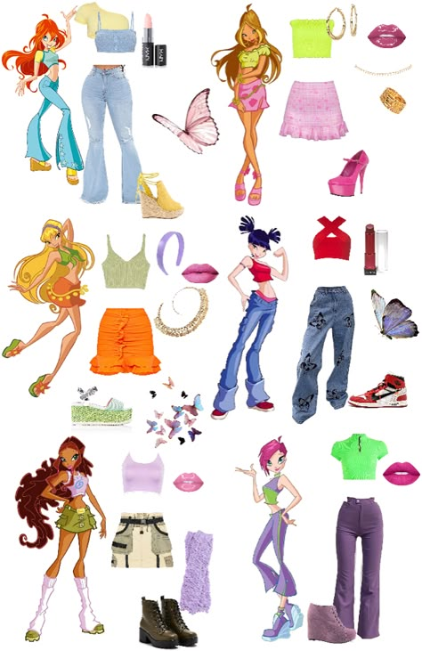 Holloween Costume Winx Club, Winks Club Outfits, What To Wear For Halloween Costumes, Bloom Winx Outfit Ideas, Cartoon Outfits Ideas Disney, Butterfly Outfit Halloween, Cosplay Party Ideas, Winx Club Casual Outfits, Winx Club Style