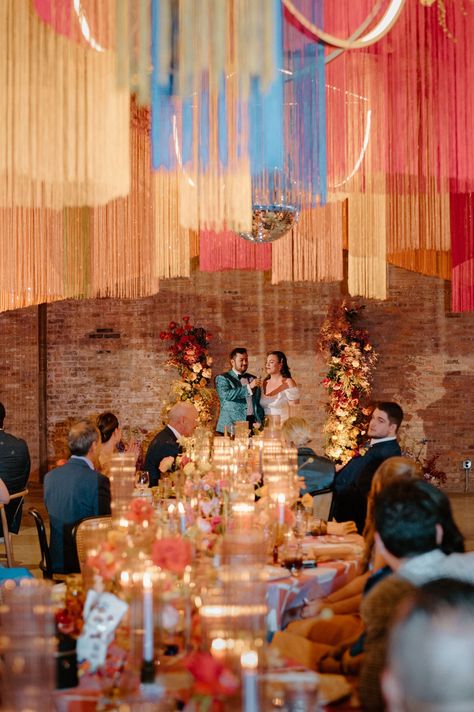 A Colorful 70's Inspired Wedding with lots of Fringe Vintage 70s Wedding Aesthetic, Facetime Dates, Small Wedding Party, Custom Wedding Gown, Bride Sister, Ceremony Seating, Flower Girl Basket, Cooking Together, Green Wedding Shoes