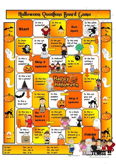 Mascara For Beginners, Halloween Questions, Halloween Board Game, Halloween Teaching, Halloween Crafts Preschool, Printable Board Games, Halloween Worksheets, Halloween Classroom, Halloween Board