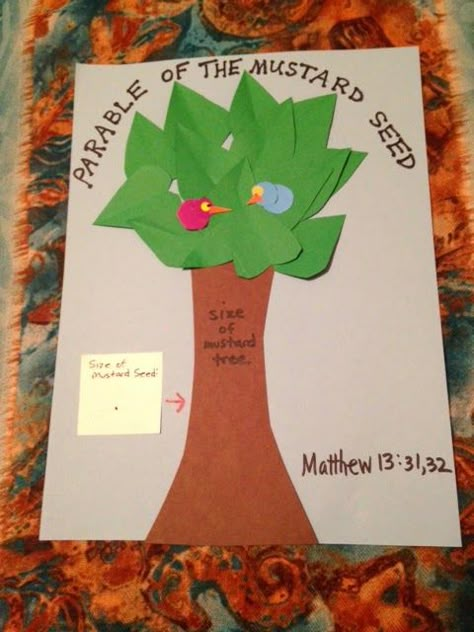 Matthew 13:31, 32. Parable of the mustard seed. Have you heard that the kingdom of heaven is like a grain of mustard seed? What could this possibly mean? Easy, inexpensive, and unique children's Bible lessons. Free to all! Take a look on the blog tonight and share! Matthew 13:31-32, The Mustard Seed Parable Craft, Bible Crafts For Preschoolers, Mustard Seed Faith Craft, Seed Crafts For Kids, Parable Of The Mustard Seed, Matthew 13, Seed Craft, Preschool Bible Lessons