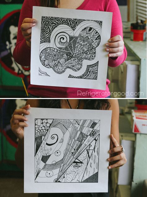 High School Art Lesson: Zentangle Designs: Line Line Art Projects, Line Art Lesson, High School Drawing, High School Art Lessons, High School Art Projects, Art Assignments, Zentangle Designs, Art Curriculum, High School Art