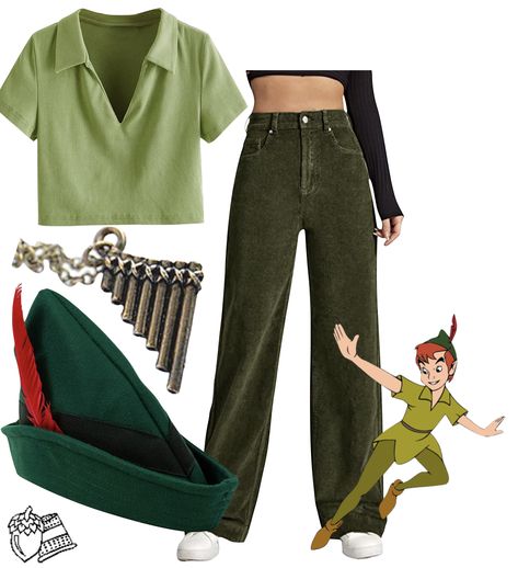 Peter Pan Disneybound, Peter Pan Outfit, Peter Pan Hat, Robin Hood Costume, Disney Bound Outfits Casual, Peter Pan Costume, Robin Hood Disney, Disney Themed Outfits, Cute Disney Outfits