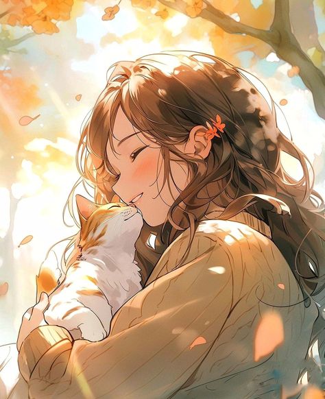 Autumn Anime Pfp, Autumn Pfp, Love Our Life, Big Cats Drawing, Cute Sketches, Cute Cartoon Drawings, Anime Scenery Wallpaper, Cute Animal Drawings, Beautiful Cat