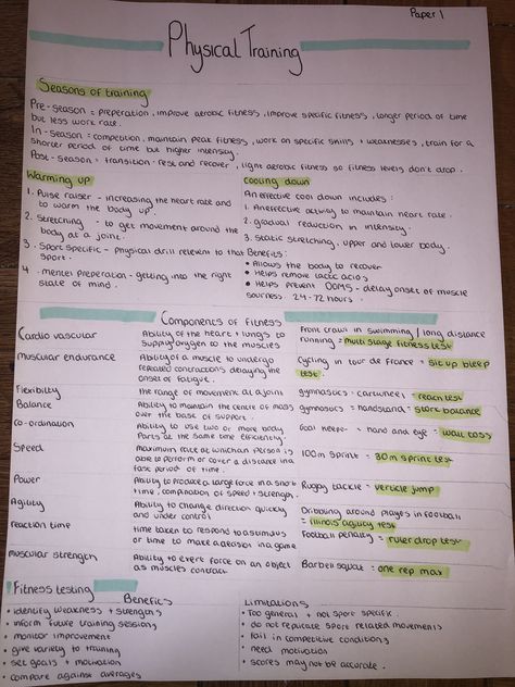Gcse Sports Studies, Btec Sport Revision, Sport Science Notes, Gcse Pe Coursework, Pe Revision Notes, Gcse Pe Notes, Food Tech Gcse Revision Notes, Pe Gcse Revision Notes, Gcse Pe Revision