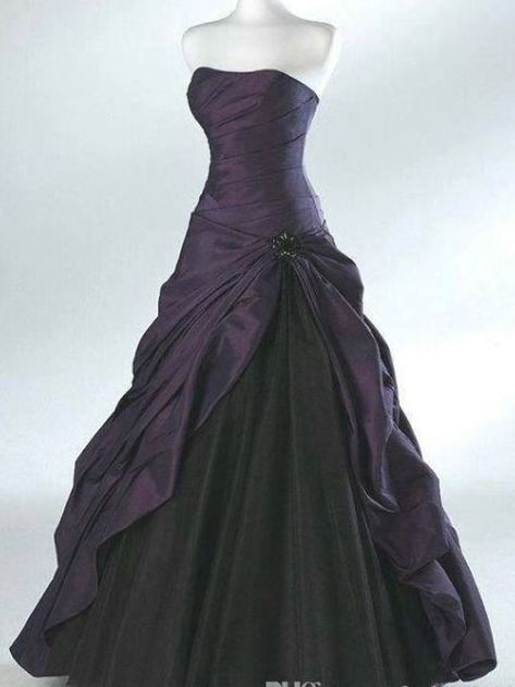 Black And Dark Purple Sleeveless Pleated Ball Gown Wedding Dress with Cascade Skirt Sweetheart Neckline Floor Length Corset Bridal Dress Sleeveless Wedding Dress Vintage Wedding Dress Ball Gown Wedding Dress Online with $156.14/Piece on Fuchisabridal's Store | Mermaid Wedding Dress Black, Fitted Mermaid Wedding Dress, Pleated Ball Gown, Cascade Skirt, Wedding Dress Ball Gown, Dark Purple Dresses, Black Brides, Brides Dresses, Wedding Dress Vintage