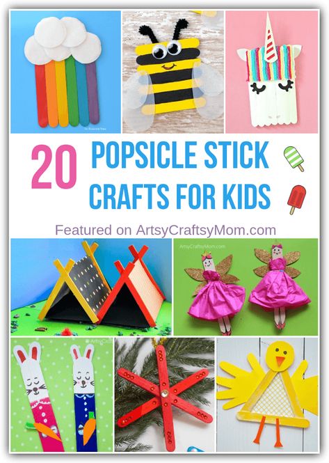 These simple Popsicle Stick Crafts for kids are perfect to while away a rainy afternoon or boring weekend! Make, play and enjoy these fun crafts with your friends! Stick Crafts For Kids, Craft Stick Projects, Popsicle Stick Art, Popsicle Stick Crafts For Kids, Diy Popsicle Stick Crafts, Rainy Afternoon, Popsicle Crafts, Stick Crafts, Kid Craft