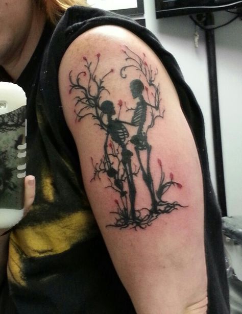 another one I found on a fans board, it is a truly weird thing to find my art on, and the fact that I spent two years drawing this series I never saw this coming Tree Tattoo Forearm, Tree Tattoo Arm, Partner Tattoos, Tattoo Tree, Family Tree Tattoo, Weird Thing, Pine Tree Tattoo, Tattoo Forearm, Skeleton Tattoos