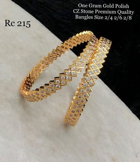 One gram gold polish CZ stone work bangles . WhatsApp messages to 9176125330 for more information . No calls Stone Gold Bangles Indian, Gold Stone Bangles Indian Design, Walima Ideas, Fashion Jewelry Necklaces Gold, Gold Bangles Indian, New Gold Jewellery Designs, Arts Gallery, Bangles Design, Bangles Indian