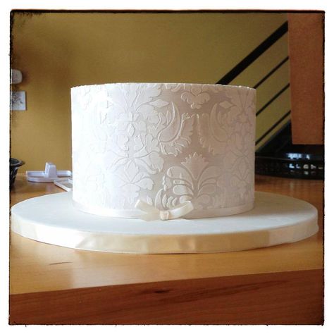 White stencil cake White Stencil Cake, Stencil Cake, Lamp Shade, Cake, White, Home Decor, Home Décor