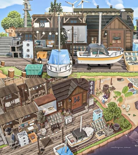 Acnh Fisherman, Acnh Fish Market, Animal Crossing Fish, Acnh Japanese, Acnh Builds, City Core, Japanese Island, Japanese Town, Japanese Animals