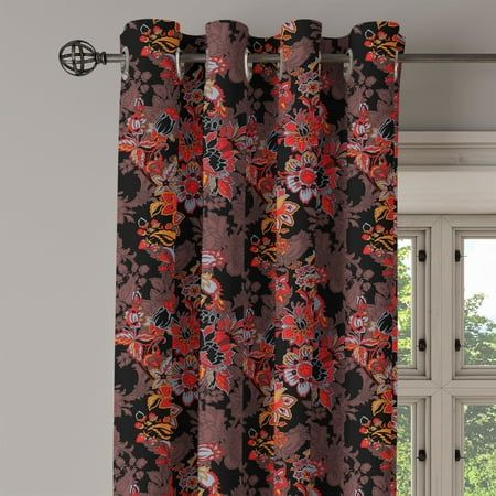 Made from - High-quality satin polyester fabric. Modern window coverage with silky soft touch. Features - Suitable for up to 1.4 inch curtain rods. For living room, bedroom and dining room. Machine Washable - On cold delicate cycle, hang dry ONLY. Allows enough privacy with ease & style. Printed - With state of the art digital printing technology. Long-lasting bold colors & clear image. Here is the easy way to add some color and style to any room! Update the old look of your space with this mode Bold Curtains Living Room, Dark Floral Curtains, Japanese Art Style, Curtain Rings With Clips, Japanese Art Styles, Window Sheers, Modern Window, Room Update, Floral Curtains