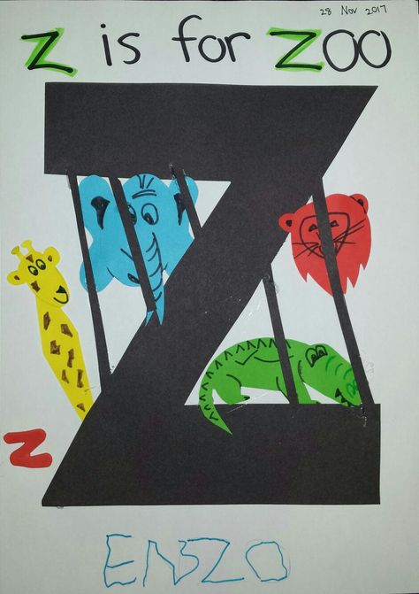 Z Craft Preschool, Z Letter Craft Preschool, Z Art For Preschool, Letter Z Crafts For Preschoolers Ideas, Z Is For Zoo Preschool, Preschool Letter Z Crafts, Z Is For Zoo Craft, Letter Z Art Preschool, Letter Z Preschool Crafts