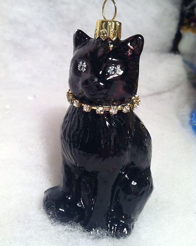 Poland Glass Black Cat w Rhinetone Collar Christmas or Halloween Tree Ornament | eBay Glass Tree Ornaments, Pagan Yule, Scary Christmas, Goth Christmas, Gothic Christmas, Creepy Christmas, Cat Christmas Ornaments, Dark Christmas, Halloween Tree