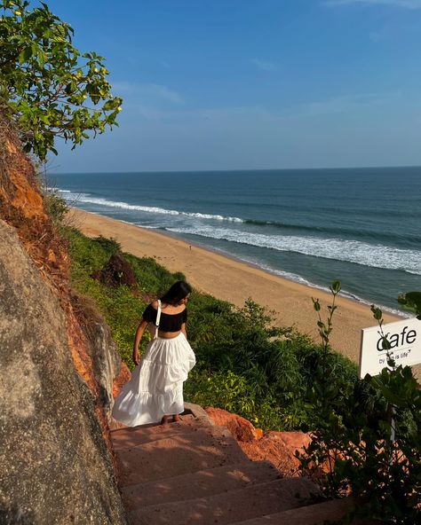 Change of scenery🏝️☀️ #beach #outfit #white #aesthetic #varkala #tripislife #kerala #instagood Varkala Outfits, Varkala Aesthetic, Varkala Beach Photography, Outfits For Kerala Trip, Munnar Photography Kerala, Munnar Trip, Beach Outfit White, Kerala Aesthetic, Varkala Beach