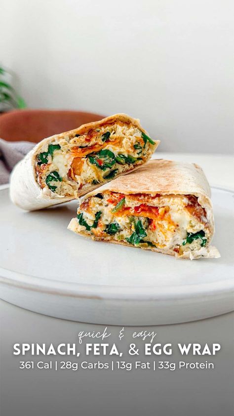 Spinach Feta and Egg Breakfast Wrap | Copycat Starbucks Recipe Breakfast Wraps Vegetarian, Meal Prep Breakfast Wraps, Meal Prep Egg Wraps, Egg Spinach Feta Wrap, Spinach Feta Egg Wrap, Egg And Spinach Wrap, Starbucks Egg White Spinach Feta Wrap, Egg Spinach Wrap, Breakfast Ideas With Spinach