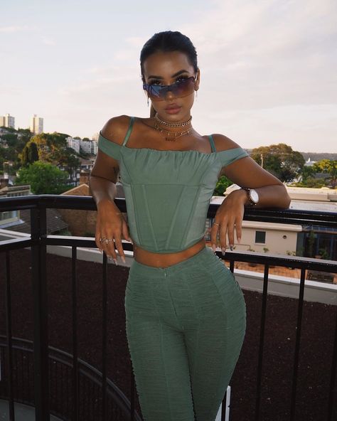 Samantha Rayner 🌹 on Instagram: “u got all my attention 💭” Samantha Rayner, Hot Outfits, Old English, In Hot, Amazing Women, Balcony, Two Piece Pant Set, Jumpsuit, Outfit Inspo