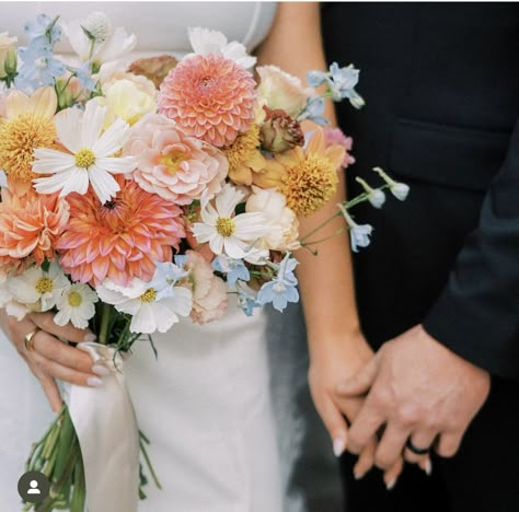 Bright Summer Bouquet, Bridesmaids Bouquets Simple, Summer Wedding Flowers Bouquets, Reign Wedding, Colorful Flowers Wedding, Bouquet Shapes, White Chapel Wedding, Whimsical Bouquet, Prom Flowers Bouquet