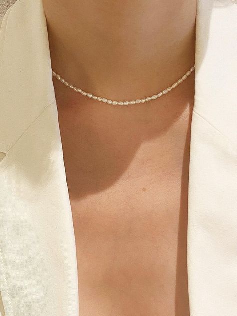 Small Pearl Necklace, Pearl Choker Necklace, Summer Necklace, W Concept, Silver Moon, Pearl Choker, Accessories Jewelry Necklace, Women Accessories Jewelry, Lobster Claw