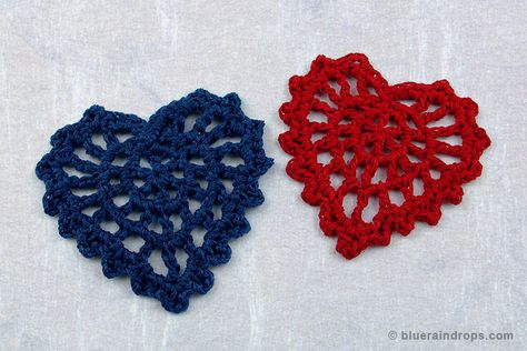 Crochet a beautiful, lacy heart motif with this tutorial. Dress up clothes and accessories, earrings or give to friends and family as gifts. Earring Crochet, Decorate Clothes, Holiday Crochet Patterns, Crochet Hearts, Crochet Heart Pattern, Scrap Yarn, Valentines Patterns, Crochet Earrings Pattern, Valentines Crochet