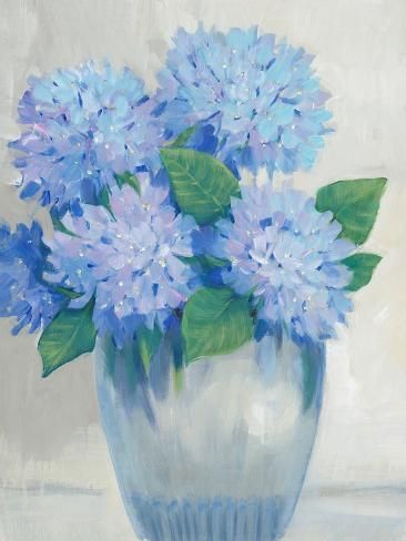 size: 12x9in Art Print: Blue Hydrangeas in Vase II by Tim OToole : Hydrangea Vase, Blue Hydrangeas, Blue Hydrangea, Stock Paper, Floral Botanical, Big Canvas Art, Art Sur Toile, Art Poster, Hydrangea