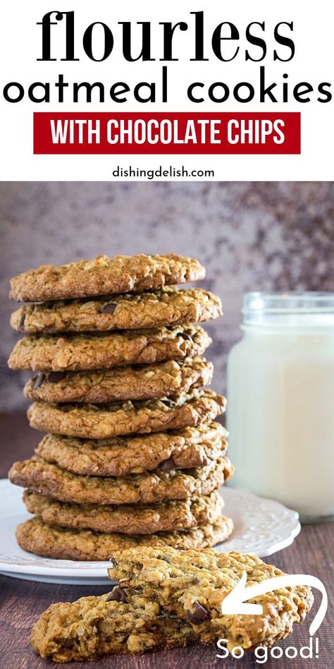 Flourless Oatmeal Chocolate Chip Cookies, Flourless Oatmeal Raisin Cookies, Oat Flour Christmas Cookies, Oatmeal Flour Cookies, No Flour Oatmeal Cookies, Oatmeal Cookies Without Flour, Oatmeal Cookies Flourless, Cookies Without Flour, Oatmeal Cookies No Flour