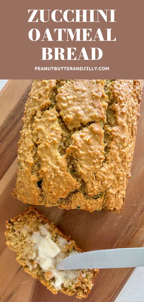 a loaf of bread with the words zucchini oatmeal bread Zucchini Oatmeal Bread, Zucchini Bread Gluten Free, Oatmeal Bread Recipe, Apple And Banana, Oatmeal Banana Bread, Zucchini Oatmeal, Gluten Free Zucchini Bread, Fall Apple Recipes, Vegan Pumpkin Recipes