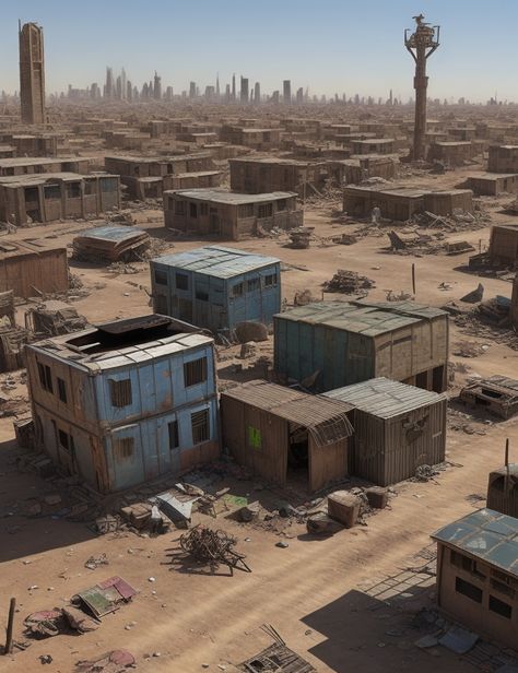 Absolute Reality v16 realistic post apocalyptic desert slum wi 0 Post Apocalyptic Aesthetic Desert, Desert Apocalypse Aesthetic, Dystopian Desert Aesthetic, Dystopian Slums, Desert Post Apocalyptic, Apocalypse Village, Dystopian Nature, Post Apocalyptic Town, Dystopian Desert