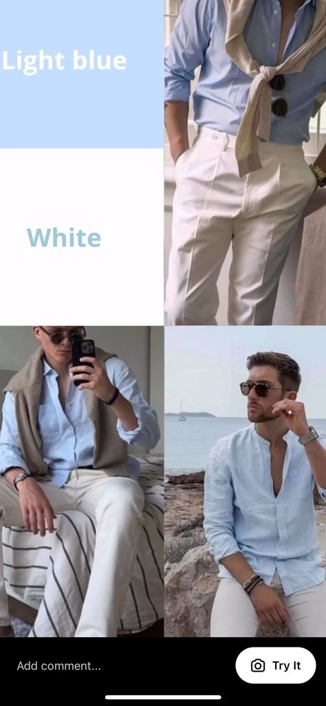 Combination Outfit, White Pants Men, Money Clothing, Guys Fashion Casual, Money Clothes, Stylish Mens Suits, Mens Smart Casual Outfits, Color Outfits, Minimalist Fashion Men