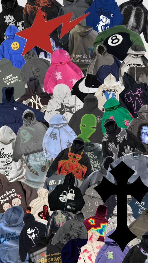 i need all these hoodies #hoodies #hoodielove #inspo Dream Closet Clothes, Skate Fits, Music Hoodies, Cold Outfits, Baggy Clothes, Funky Outfits, Guys Clothing Styles, Trendy Outfits For Teens, Fits Clothes