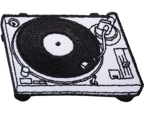 ElluLtd on Etsy Music Patches, Dj Decks, Fabric Care Labels, Turntable Record Player, Vinyl Player, Knick Knack, Iron On Applique, Gift For Music Lover, Appliqué Patch