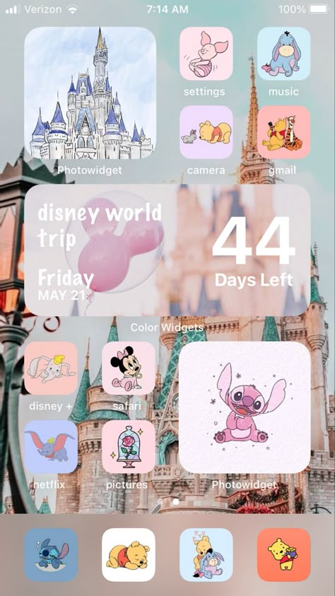 Disney Phone Aesthetic, Disney Phone Layout, Disney Widget Ideas, Homescreen Wallpaper Disney, Disney Phone Theme, Disney Home Screen, Disney Homescreen, Disney Widgets, Iphone Home Screen Wallpaper