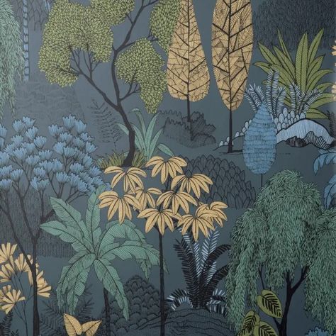 Tropical Island Wallpaper | Dunelm Wallpaper Samples Wall, Furnishing Fabrics, Jungle Mural, Island Wallpaper, Feature Wall Living Room, Kitchen Blue, Sage Green Bedroom, Wall Flowers, Navy Wallpaper