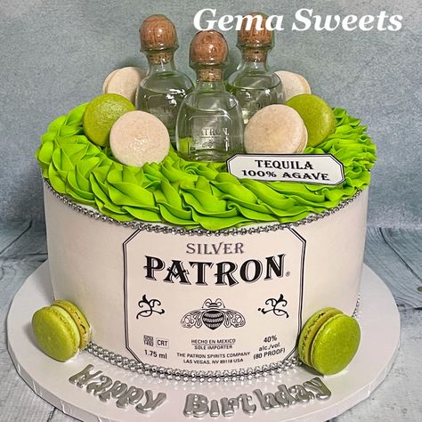 Patron Birthday Cake, Tequila Cake Ideas, Tequila Themed Cake, Patron Cake, Tequila Bottle Cake, Tequila Birthday Party Theme, Tequila Cake Design For Men, Tequila Birthday Cake, Tequila Themed Birthday Party