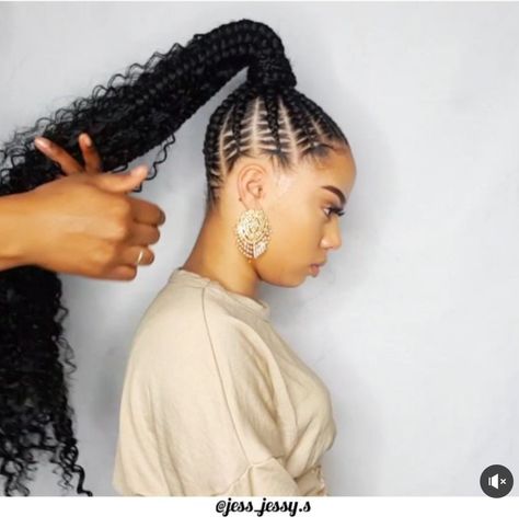 Braided Hairstyles For Black Women Ponytail Braids, Braided Ponytail Hairstyles Black Women Feed In, Braid Ponytail For Black Women Updo, Braided Ponytail Curly Ends, Braided Hairstyles With Ponytail, Hair Braided Into Ponytail Black, Feed In Braided Ponytail Hairstyles Black Women, Feed In Curly Ponytail, Corn Roll Ponytail Hairstyles