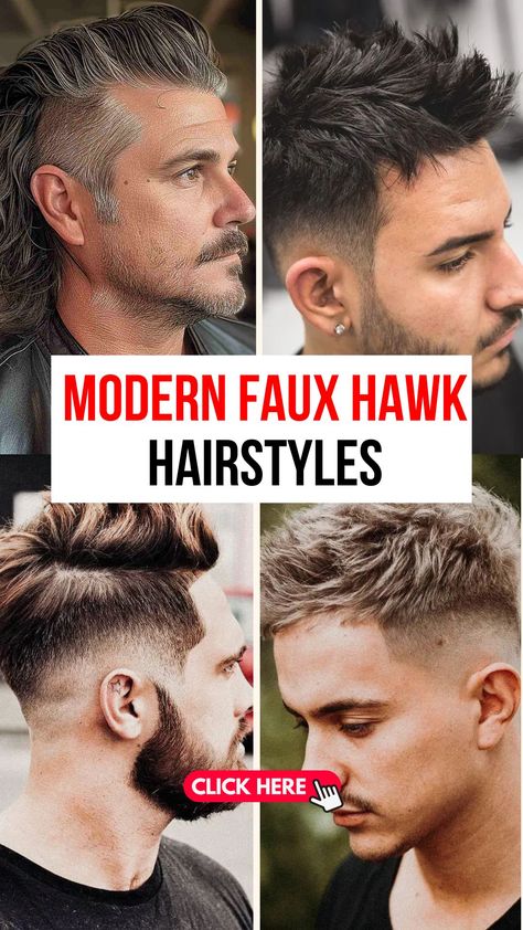 22 Best Faux Hawk Hairstyles to Rock Your Style Fauxhawk Fade Men, Faux Hawk Haircut, Faux Hawk Men, Hawk Haircut, Short Faux Hawk, Haircut Ideas For Men, Faux Hawk Hairstyles, Edgy Haircuts, Faux Hawk