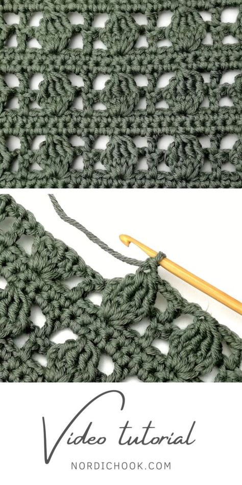 The boxed leaf stitch - Nordic Hook - Free crochet stitch tutorial Loose Crochet Stitch, Crochet Box Stitch, Leaf Stitch, 100 Crochet Stitches, Crochet Stitch Tutorial, Baby Afghan Crochet Patterns, Crochet Leaf, Lacy Crochet, Crochet Baby Cocoon