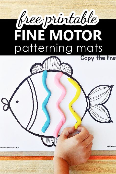 Fish Fine Motor Pattern Mats for Pre-K - Fantastic Fun & Learning Fish Prek Activities, The Rainbow Fish Worksheet, Pet Fish Crafts Preschool, Preschool Fish Theme, Pattern Fish Activities, Fish For Preschool, Fine Motor Ocean Activities Preschool, Fish Games For Preschool, Fish Fine Motor Activities