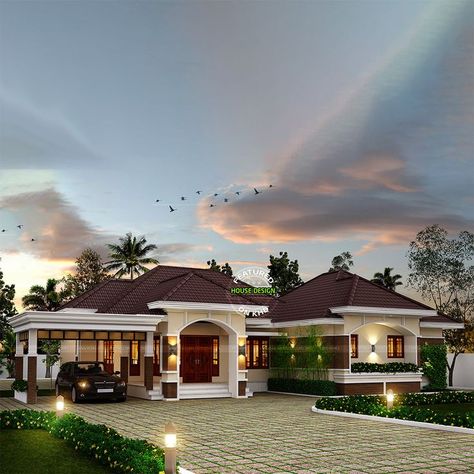 Kerla Design House, House Colour Exterior, Simple Modern House Design Exterior, Contemporary House Exterior Kerala, Bungalow House Exterior, Bedroom Elegant, Bungalow Style House Plans, House Design Trends, Classic House Exterior