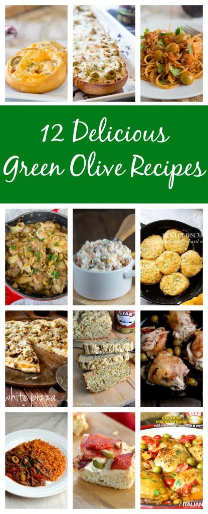 12 Green Olive Recipes - 12 recipes that are a must made for any olive fans in your life! Olive Recipes Dinners, Green Olive Recipes, Pan Fried Chicken Thighs, Olive Recipes Appetizers, Veg Diet, Olive Dishes, Olive Recipes, Italian Olives, Italian Foods