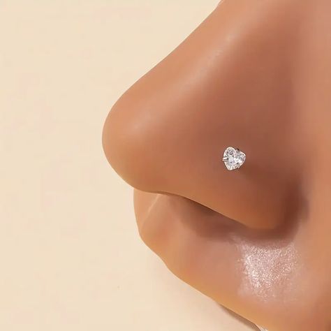 Simple Mini Love Heart L shaped Nose Stud Nail Ring Simple - Temu United Kingdom Nose Piercing Jewelry Studs, Heart Nose Piercing, Piercing Cleaning, Small Nose Piercing, Heart Nose Stud, Xoxo Jewelry, Cute Nose Piercings, Piercings Nose, Milo J