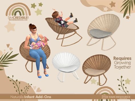 by SIMcredibledesigns.com Found in TSR Category 'Sims 4 Living Chairs' Sims 4 Rocking Chair, Growing Together Sims 4, Living Chair, Piano Decor, Wicker Rocking Chair, Growing Together, Nature Kids, Electronic Art, Grow Together