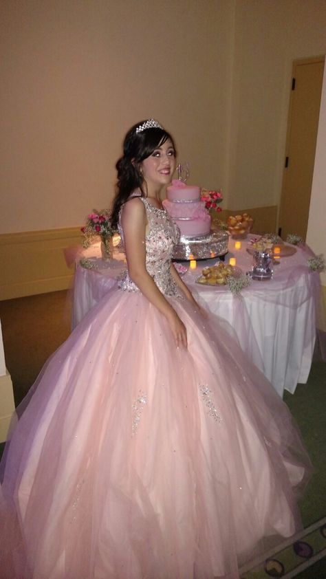 Quinceañera pink and silver theme, cake and pastries pictures Pastries Pictures, Pink And Silver Quinceanera, Cake And Pastries, Quinceanera Pink, Quinceanera Ideas, Big Dresses, Silver Theme, Quinceanera Party, Princess Gown