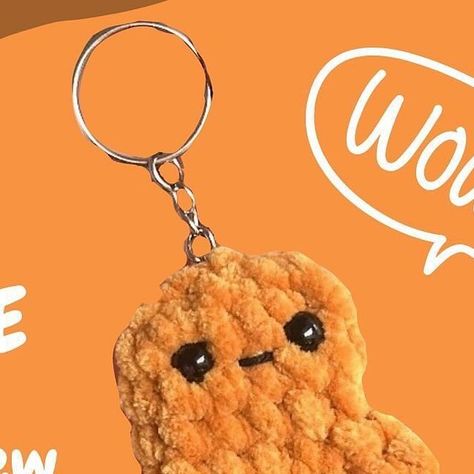 Crochet Nugget, Crochet Poptart Keychain Pattern, Instagram Pattern, Chicken Nugget, Crochet Chicken, Amigurumi Tutorial, Chicken Nuggets, Amigurumi Free Pattern, Yarn Art