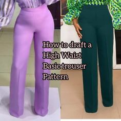 Click to watch High Waisted Trouser Patterns For Women, Red Dresses For Kids, Trouser Pants Pattern, Pattern Drafting Tutorials, Bodysuit Pattern, Sewing Patterns Free Women, Clothing Pattern Design, Trousers Pattern, Trouser Pattern