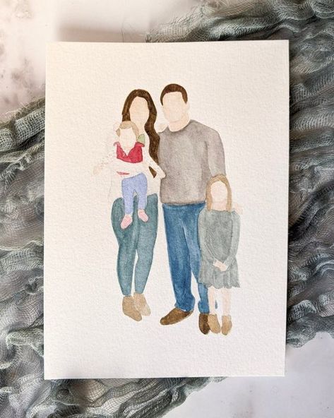 Watercolor Family Portrait | Painted Family Portrait | Handpainted Portrait | Mother's Day Gift | Father's Day Gift | Handmade Gift #minimalistart #facelessportrait #personalisedportrait #minimalistdrawing #birthdaygiftideas Watercolor Family Portrait, Faceless Portraits, Nature Drawings, Watercolor Family, Ideas Watercolor, Family Portrait Painting, Holiday Portraits, Painting Unique, Custom Watercolor Portrait