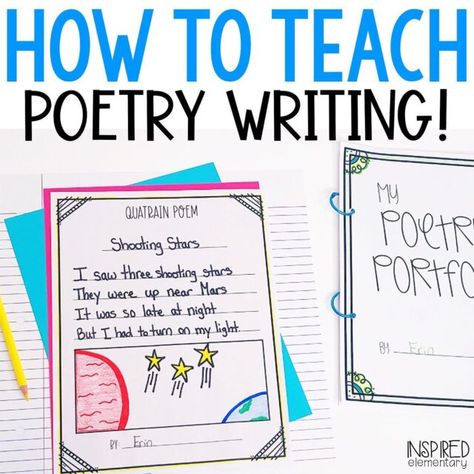 Favorite Poetry Unit · Inspired Elementary Poetry For 3rd Grade, Poetry Journal Ideas, 2nd Grade Poetry, Poetry Activities Elementary, Poetry Writing Elementary, Poetry 3rd Grade, Poetry Lessons Elementary, Poetry For Elementary Students, Teaching Poetry Elementary