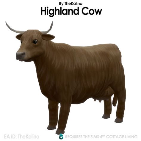 The Kalino — Highland Cows for Cottage Living I already know... Sims 4 Cc Highland Cow, Cottage Living Mods Sims 4, Sims 4 Animal Shed Cc, Cow Cc Sims 4, Sims Cottage Living Cc, The Sims 4 Cottage Living Cc, Sims 4 Cottage Living Mods, Ts4 Cottage Living Cc, Sims 4 Farm Cc Maxis Match